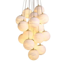 Load image into Gallery viewer, Chandelier Sphinx L antique brass finish alabaster