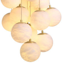 Load image into Gallery viewer, Chandelier Sphinx L antique brass finish alabaster