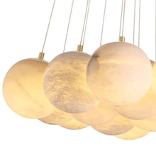 Load image into Gallery viewer, Chandelier Sphinx L antique brass finish alabaster