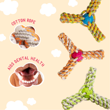 Load image into Gallery viewer, SnugArooz Fling N' Fun Rope Dog Toy Assorted Colors 7"