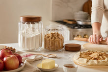 Load image into Gallery viewer, Fluted Glass Canister, Wood Lid