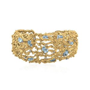 Ocean Cuff Bracelet with Blue Topaz and Diamonds