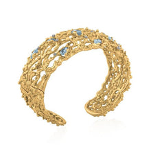 Load image into Gallery viewer, Ocean Cuff Bracelet with Blue Topaz and Diamonds
