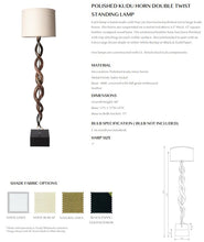 Load image into Gallery viewer, POLISHED KUDU HORN DOUBLE TWIST STANDING LAMP
