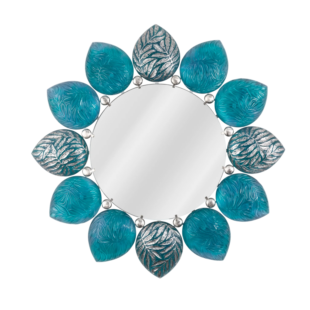Turquoise Blue Melodie Mirror by Jacques Hurel