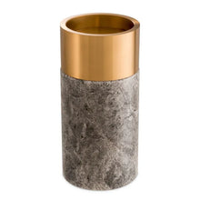 Load image into Gallery viewer, Candle Holder Sierra grey marble brass finish set of 3
