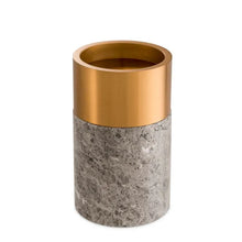 Load image into Gallery viewer, Candle Holder Sierra grey marble brass finish set of 3
