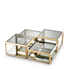 Load image into Gallery viewer, Coffee Table Callum brushed brass finish set of 4
