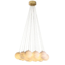 Load image into Gallery viewer, Chandelier Sphinx L antique brass finish alabaster
