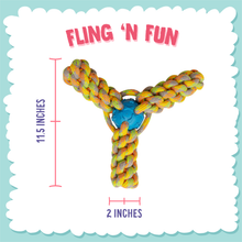Load image into Gallery viewer, SnugArooz Fling N' Fun Rope Dog Toy Assorted Colors 7"
