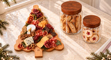 Load image into Gallery viewer, Fluted Glass Canister, Wood Lid
