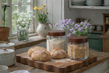 Load image into Gallery viewer, Fluted Glass Canister, Wood Lid
