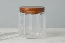 Load image into Gallery viewer, Fluted Glass Canister, Wood Lid
