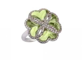 Destin Crystal Ring in Jade Green