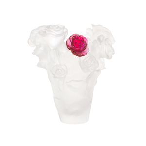 Small Rose Passion Vase in White with Red Flower