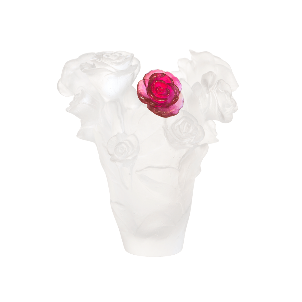 Small Rose Passion Vase in White with Red Flower