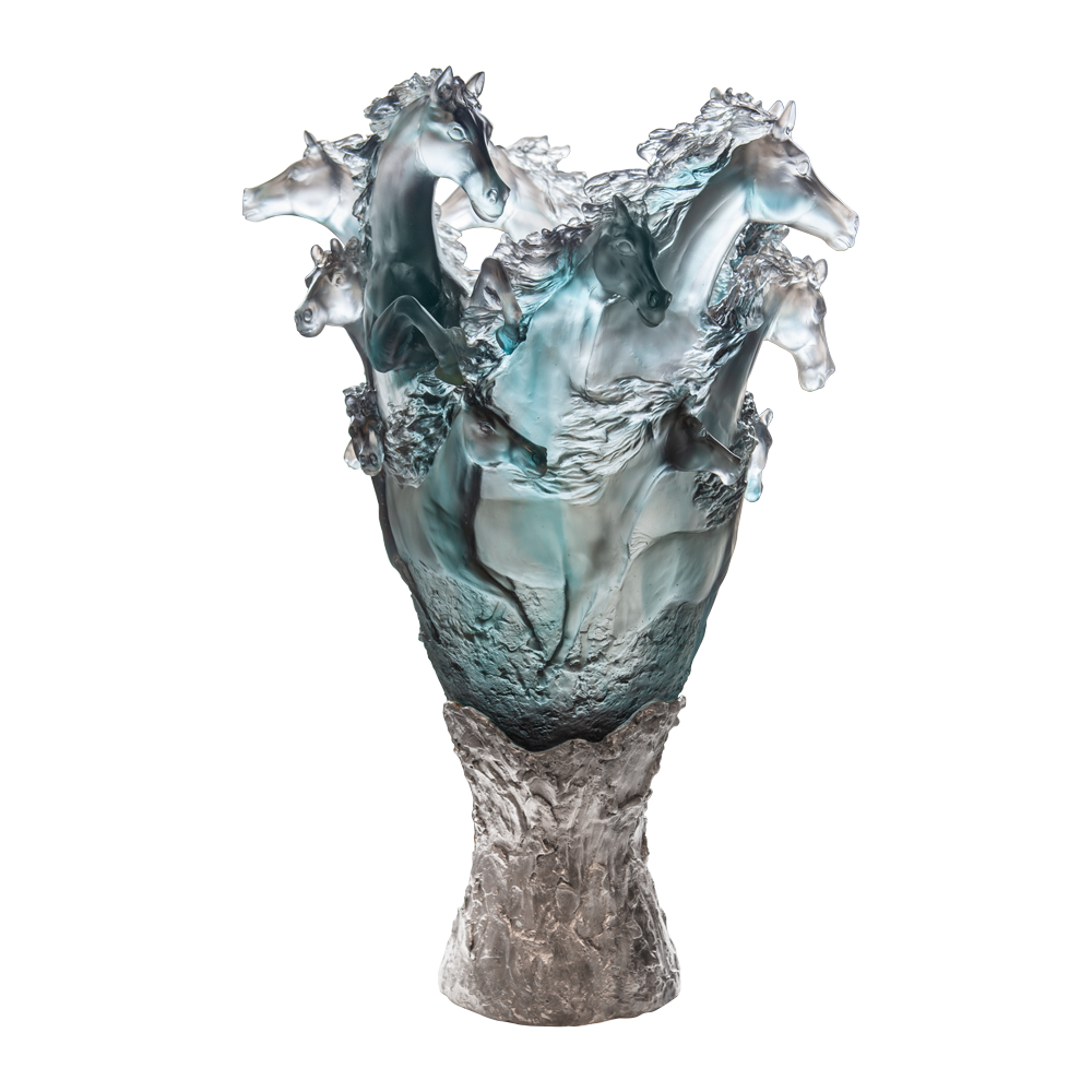 Cavalcade Prestige Horse Vase in Blue & Grey 50 ex