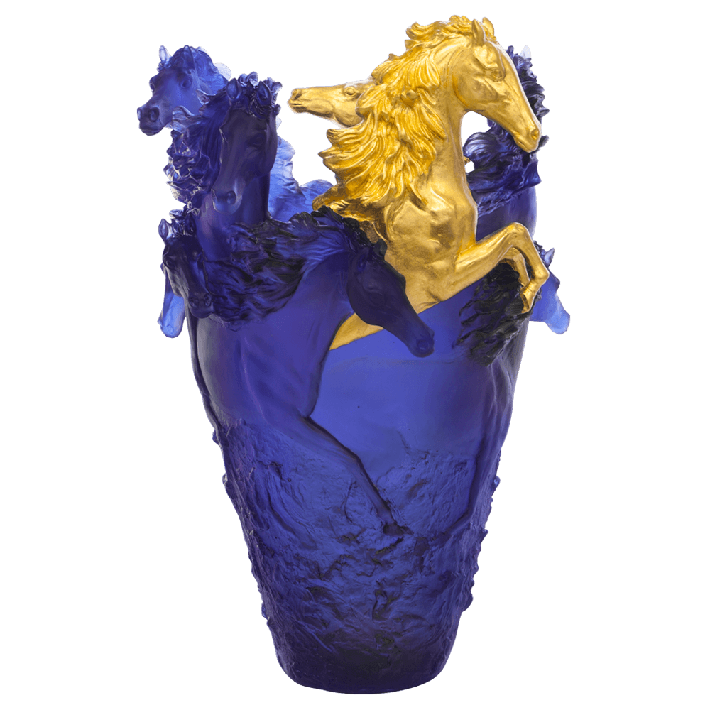 Magnum Horse Vase in Blue & Gold 25ex