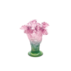 Medium Rose Vase in Green & Pink