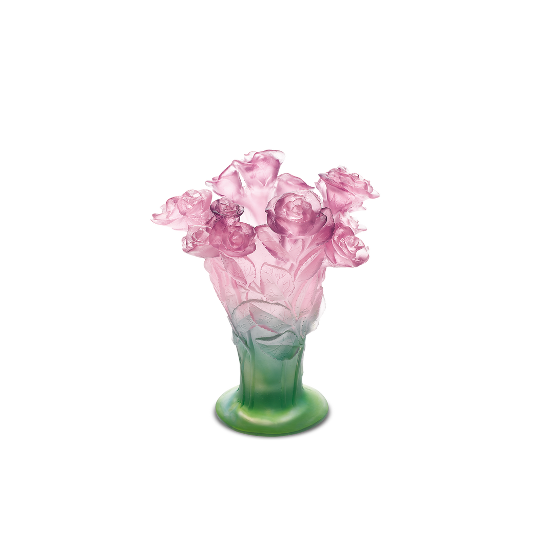 Medium Rose Vase in Green & Pink