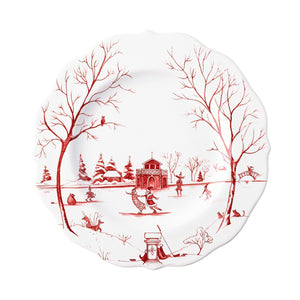 Country Estate Winter Frolic Ruby "The Claus' Christmas Day " Dessert/Salad Plate - By Juliska