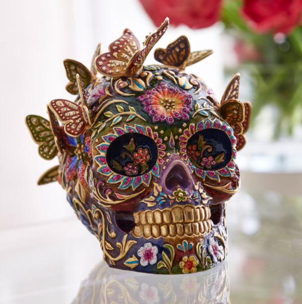 Skull With Flowers ,butterflies ,multicolour Sugar Skull Diamond