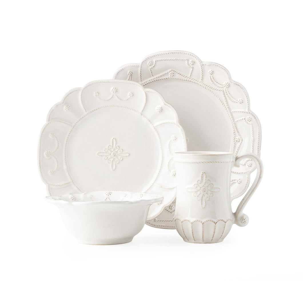 Jardins du Monde Whitewash 4pc Place Setting (JMX01/10, JMV02X/10, JMX07/10, JMX06X/10) - By Juliska