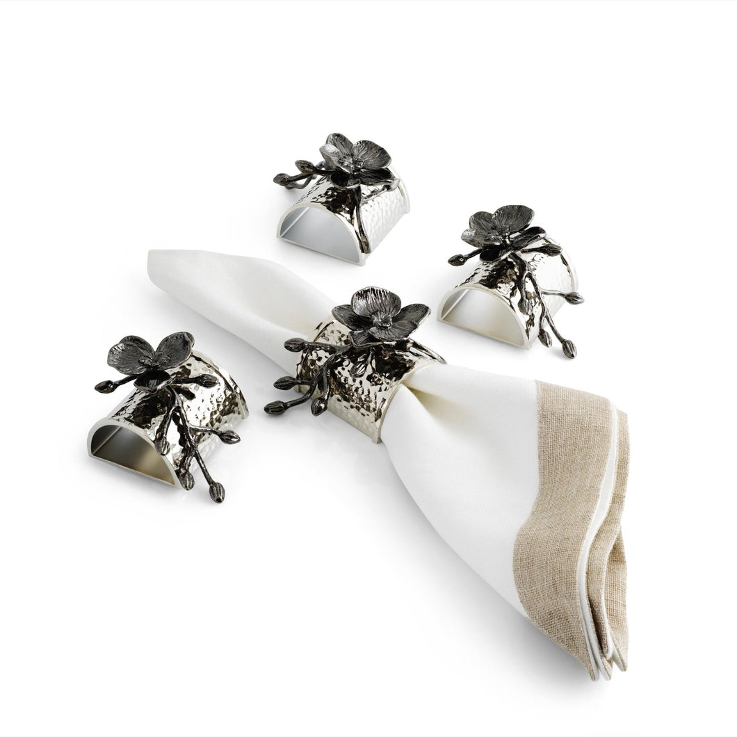 Black Orchid Napkin Ring S/4 - By Michael Aram