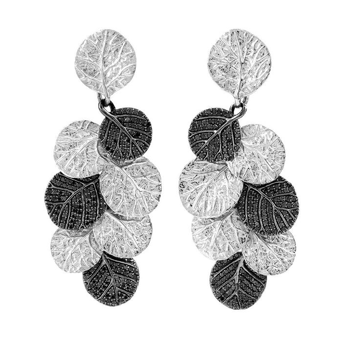 Botanical Leaf Earrings with Diamonds
