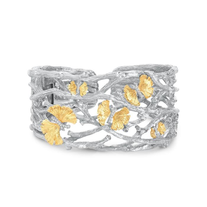 Butterfly Gingko Cuff Bracelet with Diamonds
