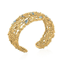 Load image into Gallery viewer, Ocean Cuff Bracelet with Blue Topaz and Diamonds
