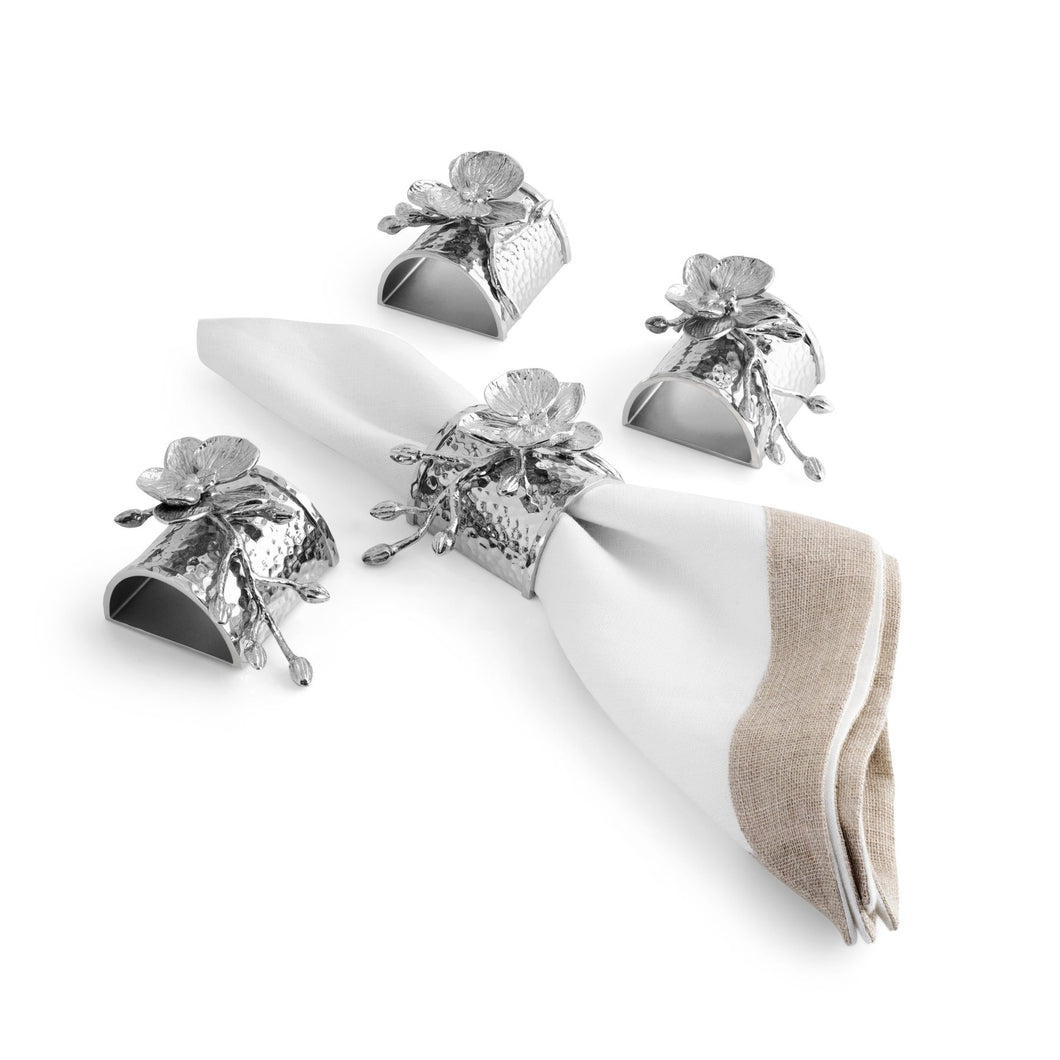 White Orchid Napkin Ring S/4 - By Michael Aram