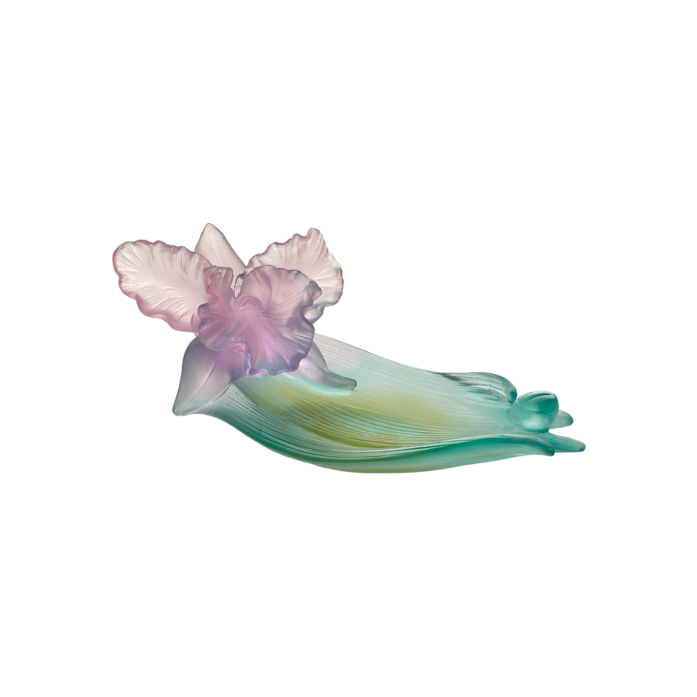 Orchid Decorative Tray in Green & Pink